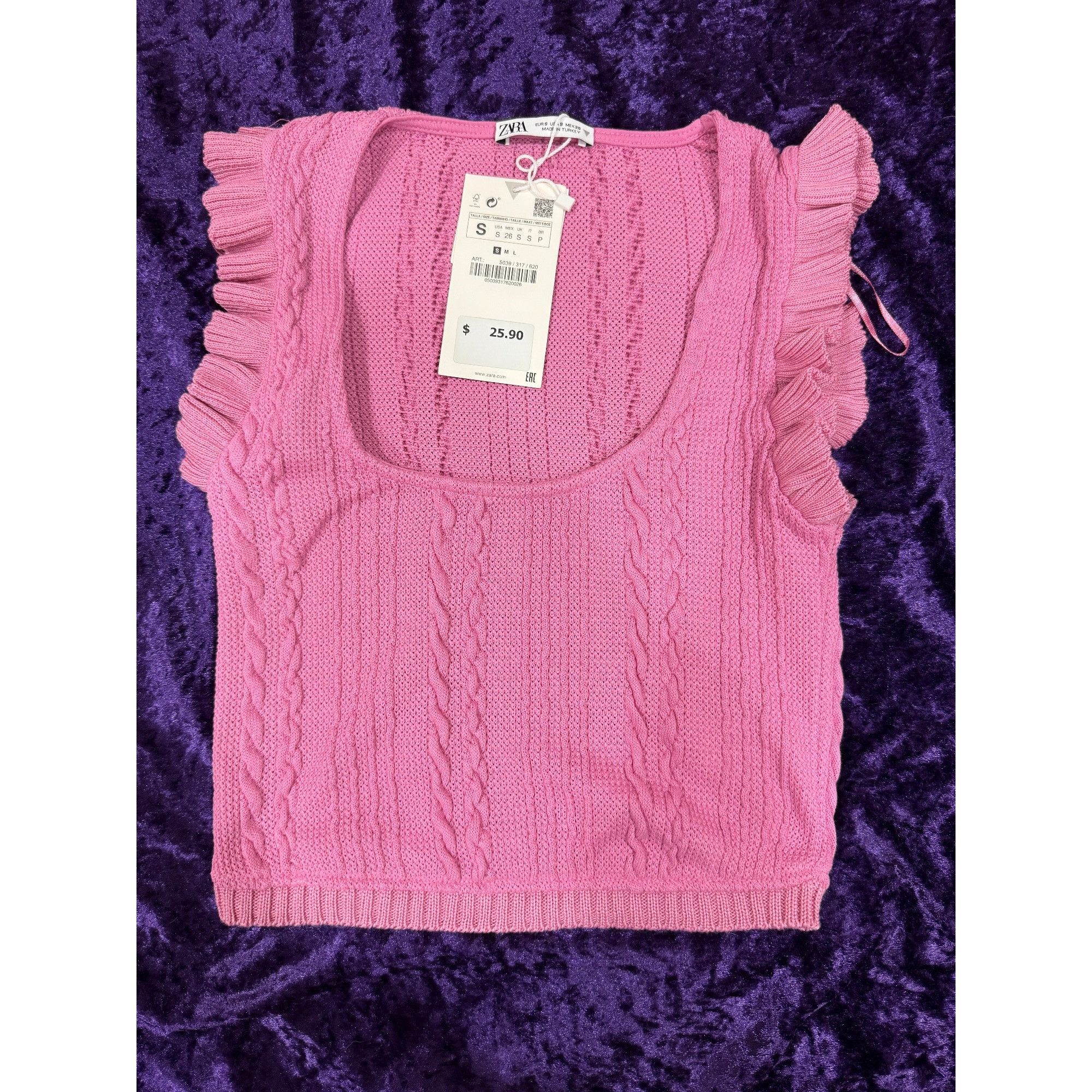 Zara New Pink Zara ruffle top Size S / US 4 / IT 40 - 1 Thumbnail