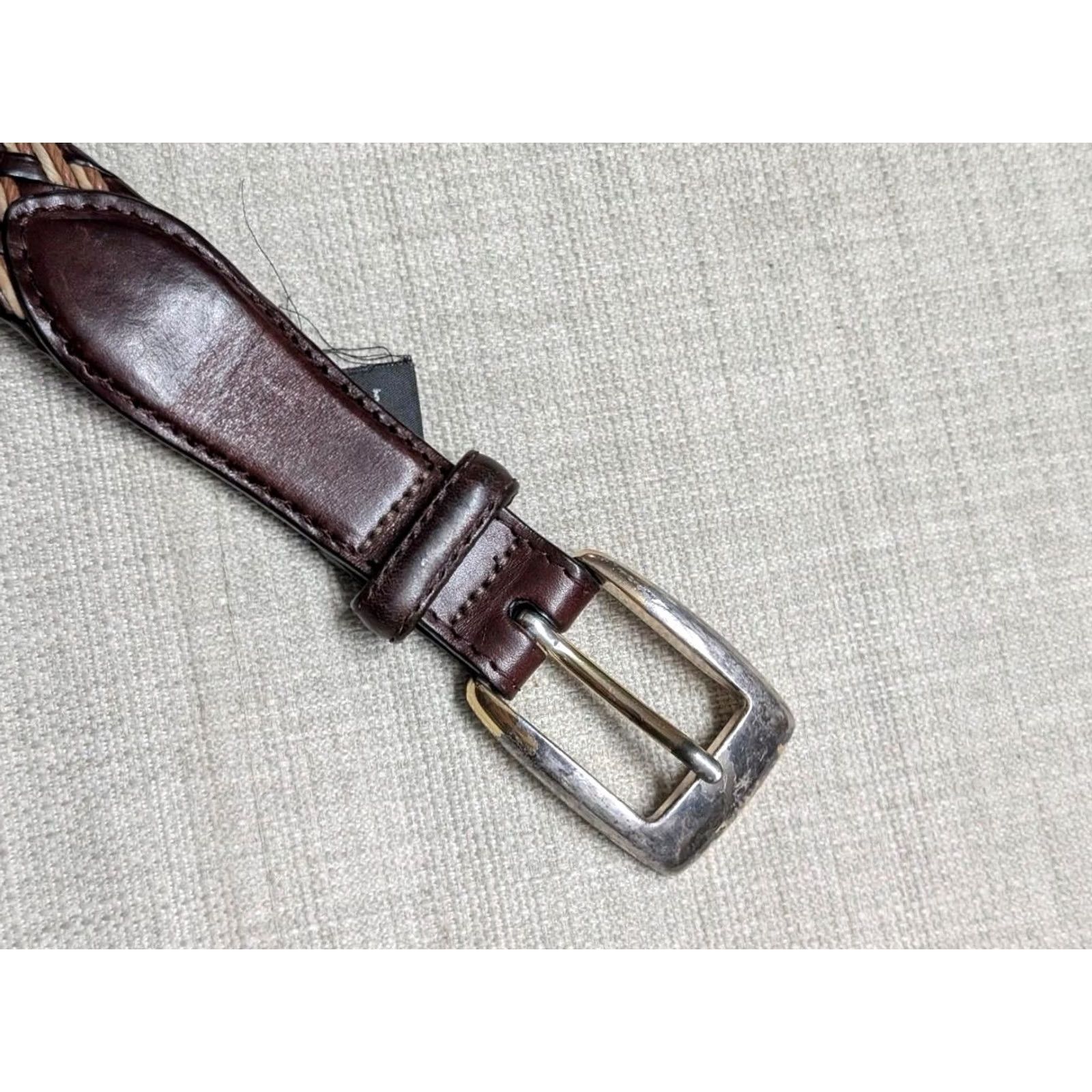 Brighton VINTAGE Brighton leather WEAVE braided belt Men 42 brown braided/Woven Belt 1-1/4" width, belt length 47" 41-44" holes Mens Size 42 - 5 Thumbnail