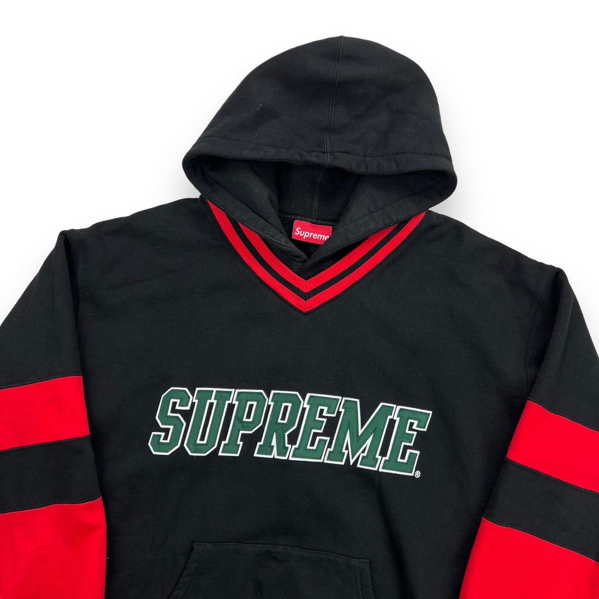 image of Supreme Hockey Red Hoodie in Black, Men's (Size Medium)