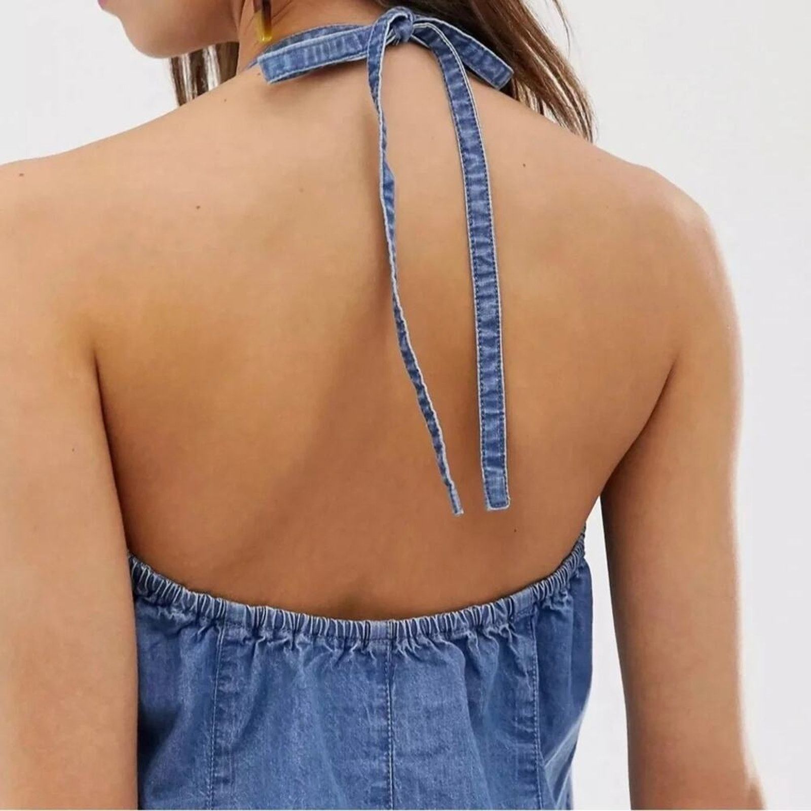 Asos ASOS denim halter mini dress, size US14 Size L / US 10 / IT 46 - 4 Thumbnail