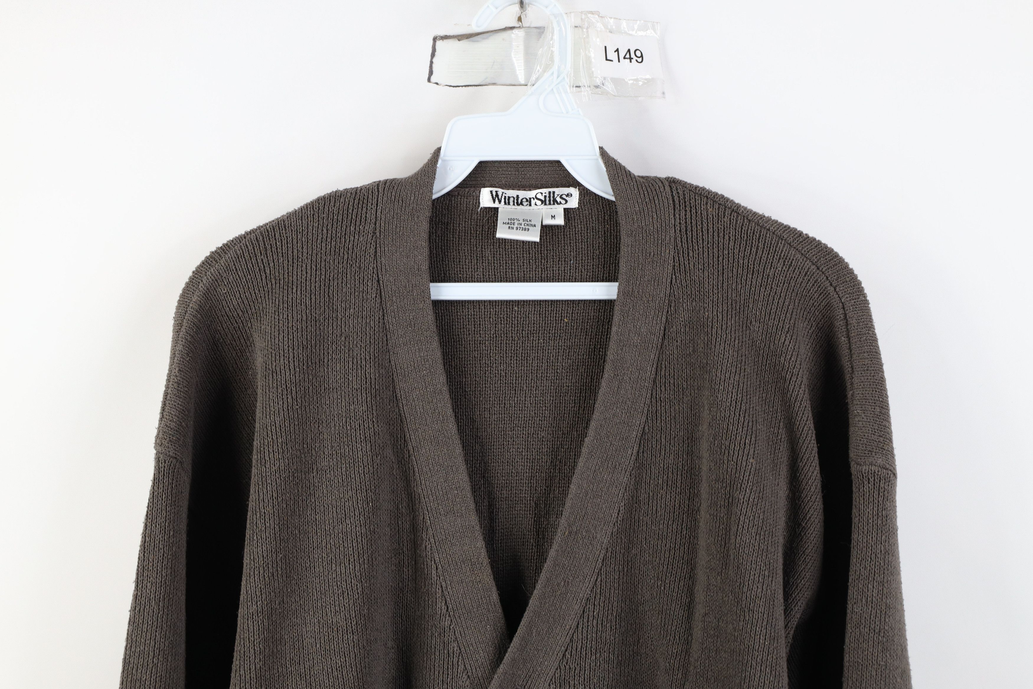 Vintage Vintage 90s Streetwear Ribbed Knit Cardigan Sweater Gray Size US M / EU 48-50 / 2 - 2 Thumbnail