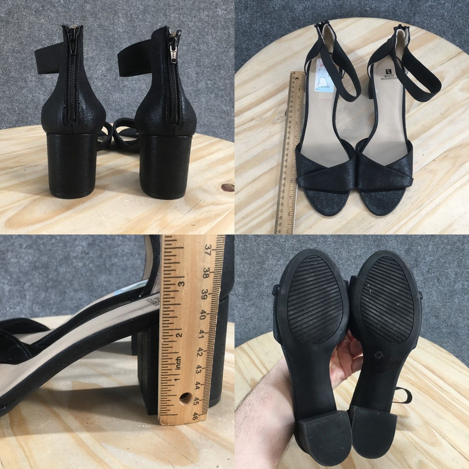 Vintage White Mountain Sandals Womens 10.5 M Ever Ankle Strap Black Casual Block Heels Size US 11 / IT 41 - 8 Thumbnail