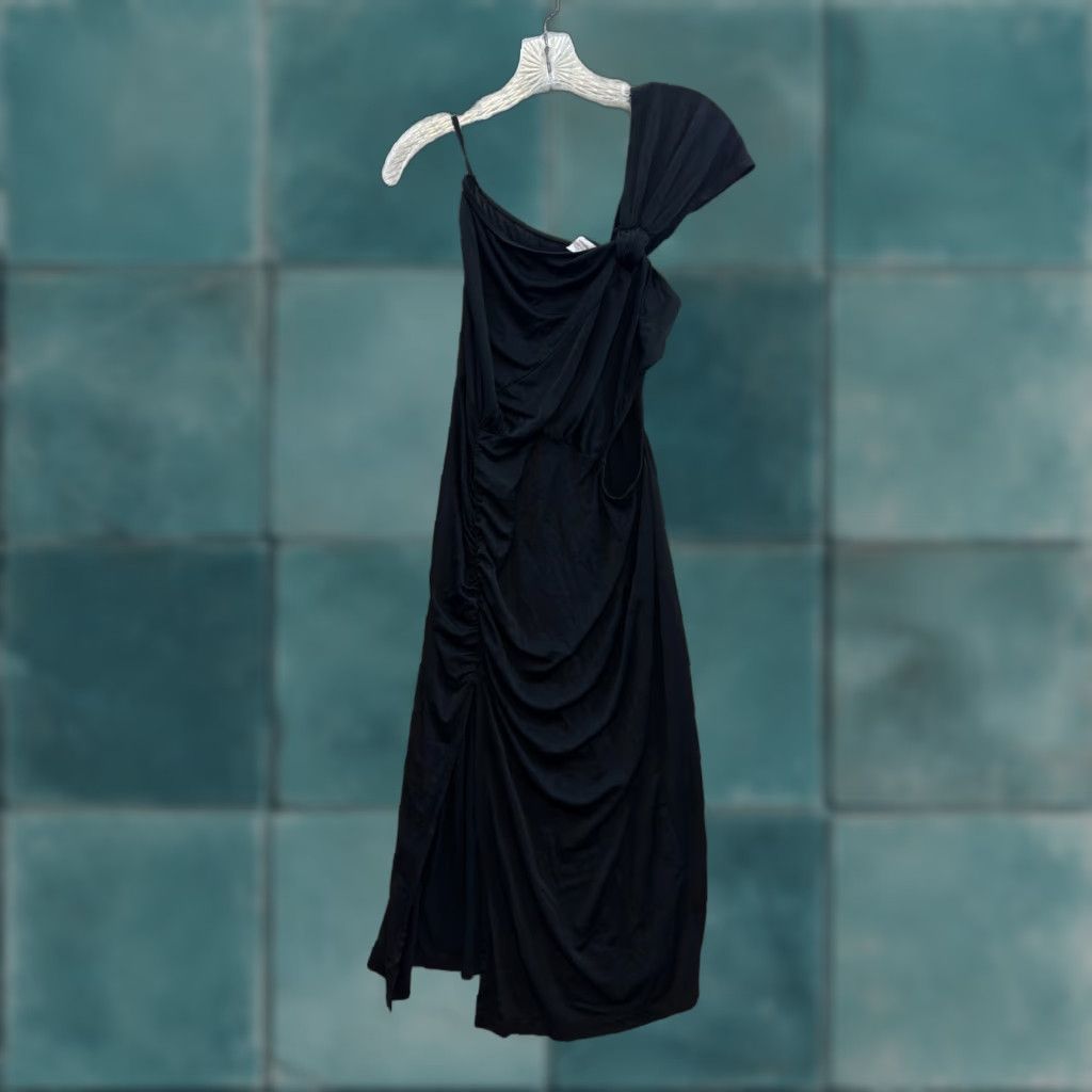 Vintage VINTAGE Frederick's of Hollywood Midi Dress One Shoulder Cut-Out Black S Small Womens Size S / US 4 / IT 40 - 1 Thumbnail