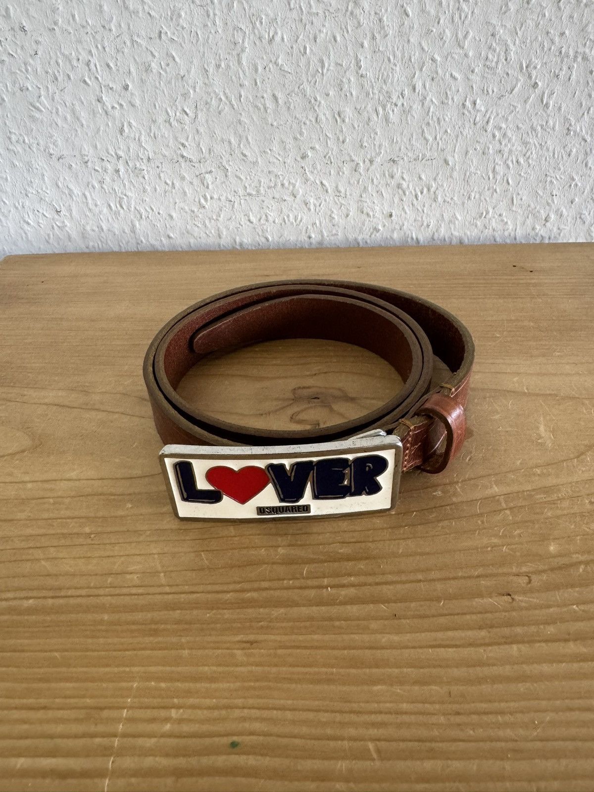 Dsquared2 Lover Heart Buckle Leather Belt Size 30 - 1 Thumbnail