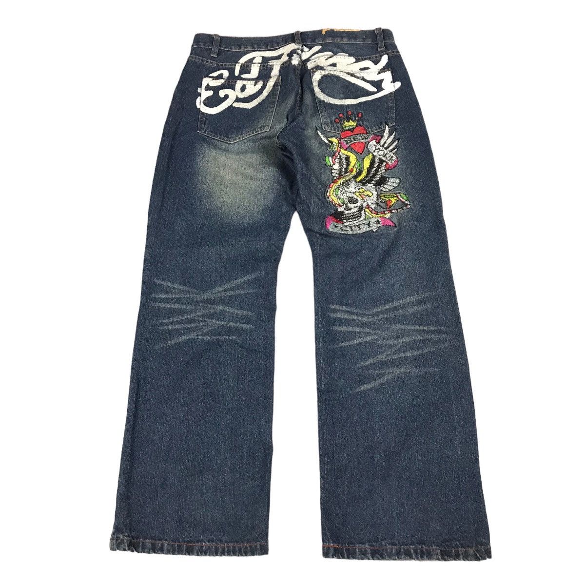 image of Ed Hardy Denim Embroidery Logo Jeans Pants, Men's (Size 34)