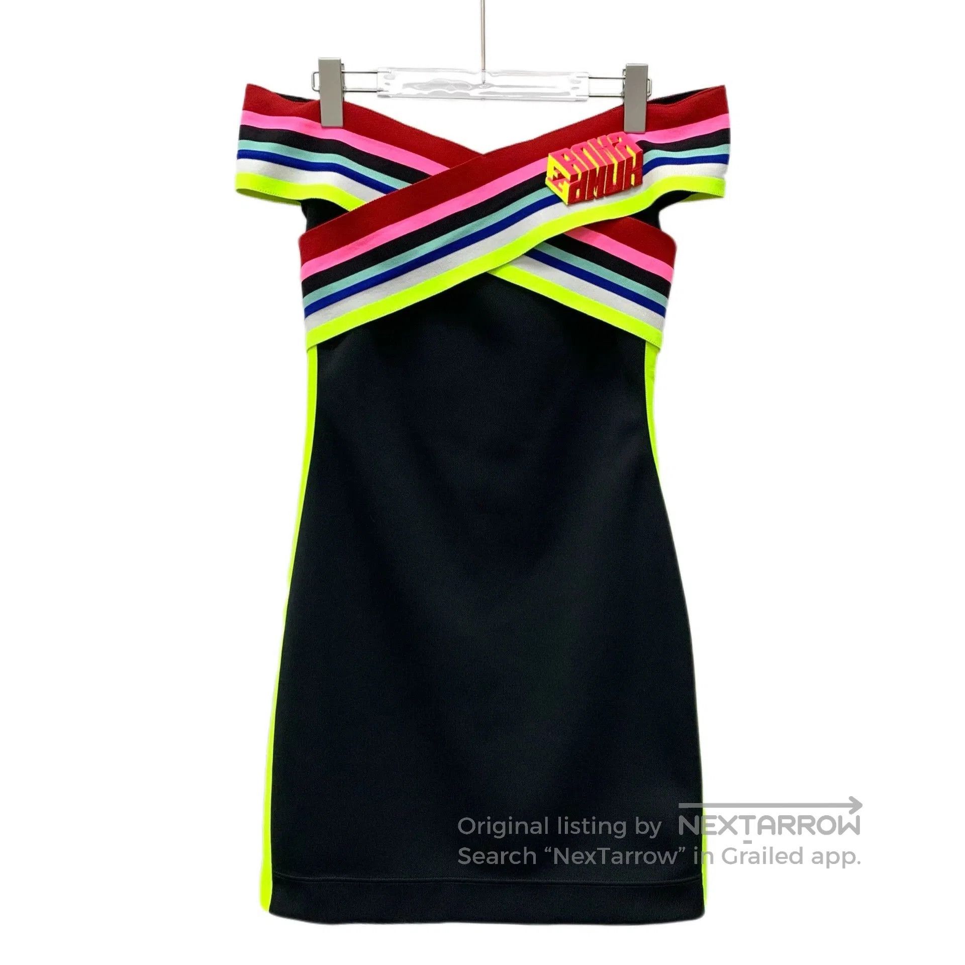 Fendi fendi black sleeveless dress with colorful stripes. Size US 26 / EU 42 - 1 Thumbnail