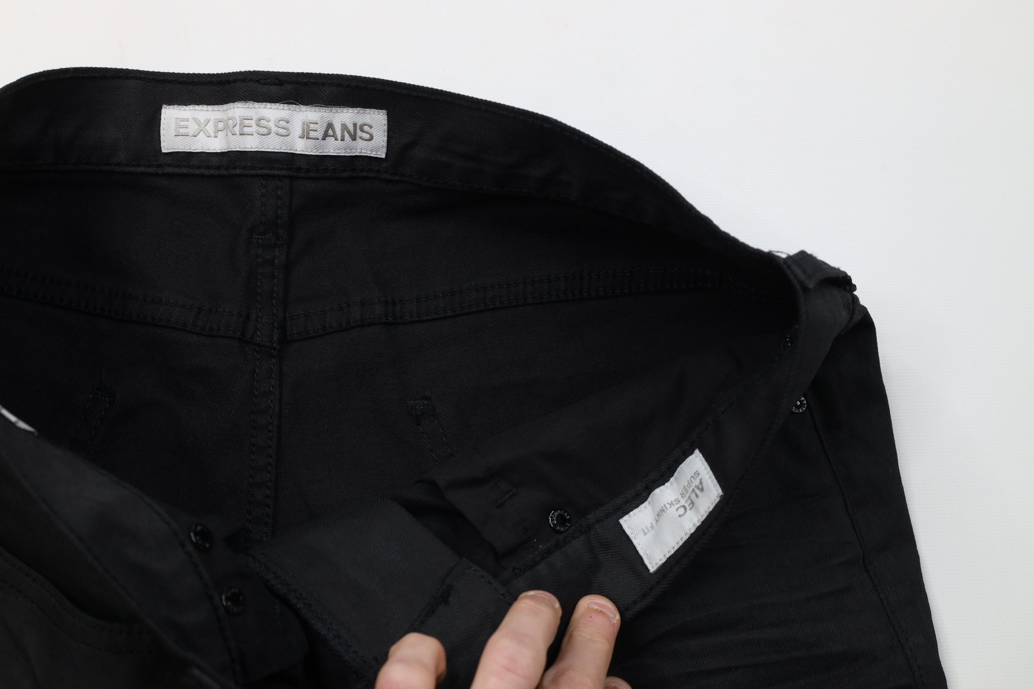 Express Express Alec Waxed Cotton Super Skinny Fit Denim Jeans Black Size US 34 / EU 50 - 9 Thumbnail