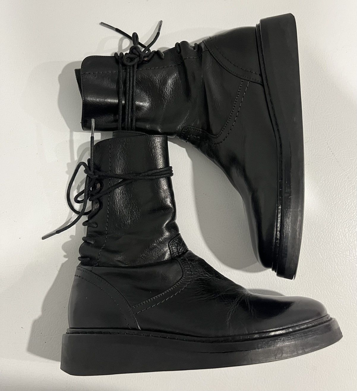 Ann Demeulemeester Ann Demeulemeester Vitello Nero Backlace Boots Size US 7 / EU 40 - 1 Thumbnail