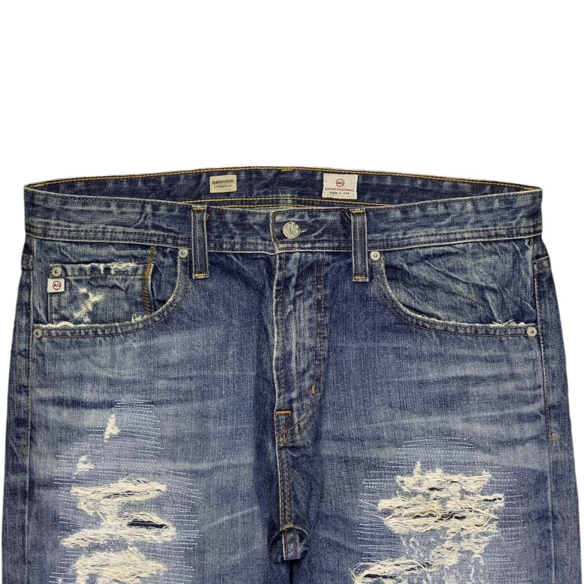 AG Adriano Goldschmied Vintage USA AG Faded Wash Patch Distressed Baggy Jeans Size US 37 - 4 Thumbnail