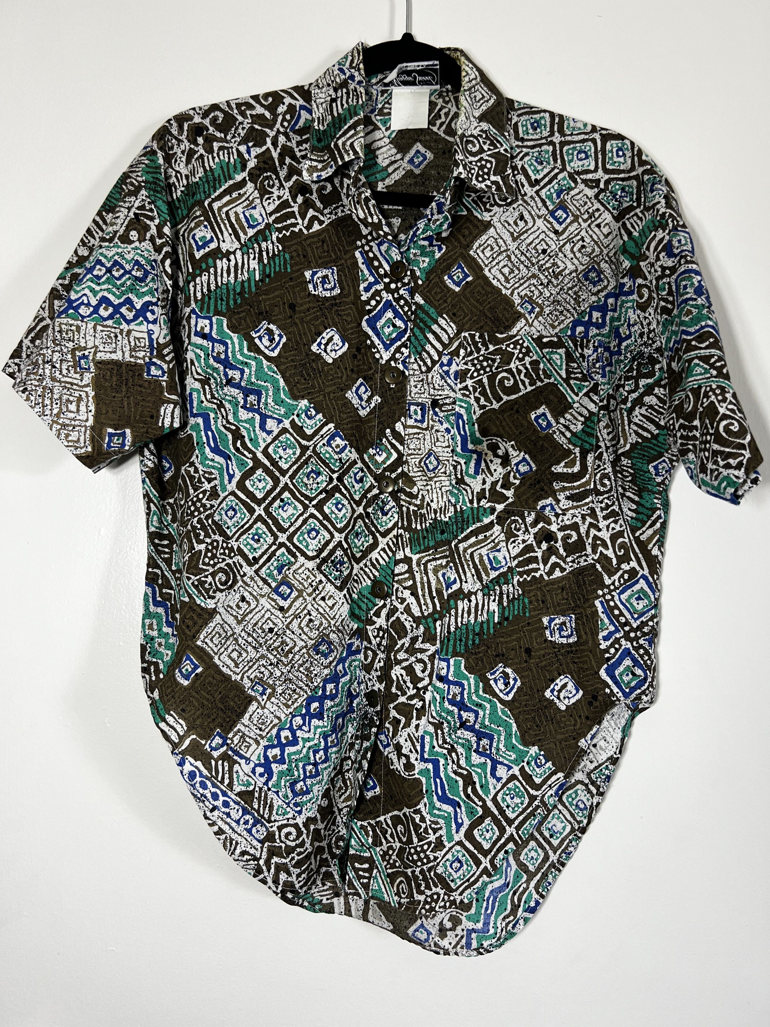 Tribal Streetwear × Vintage Vintage Maggie Sweet Tribal Print Button Up Shirt Size M / US 6-8 / IT 42-44 - 1 Thumbnail