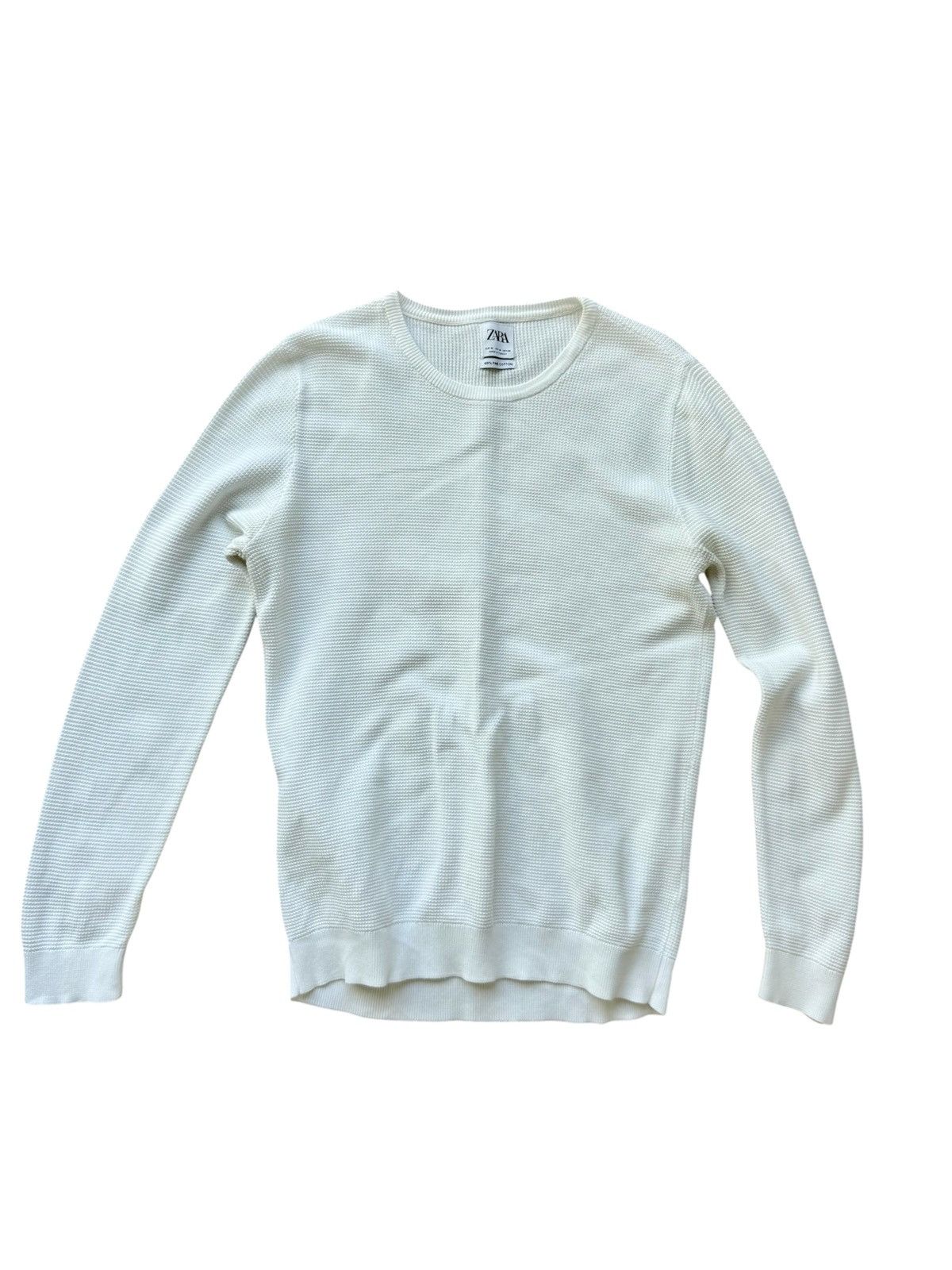Zara Zara Man Crewneck Waffle Sweater, Beige - Size M Size US M / EU 48-50 / 2 - 1 Thumbnail