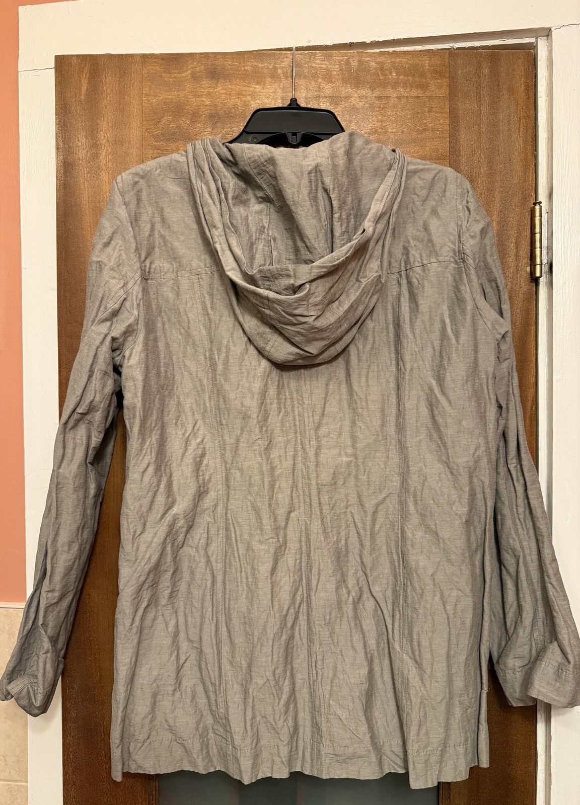 Eileen Fisher Eileen Fisher Women’s Taupe/Grey Rumpled Asymmetrical Jacket Size L / US 10 / IT 46 - 7 Thumbnail