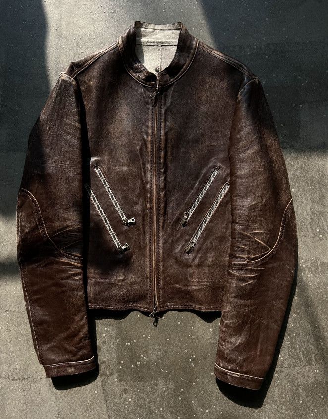 Isaac Sellam Experience Isaac Sellam Distressed Four-Pocket Leather Jacket Size US M / EU 48-50 / 2 - 1 Thumbnail