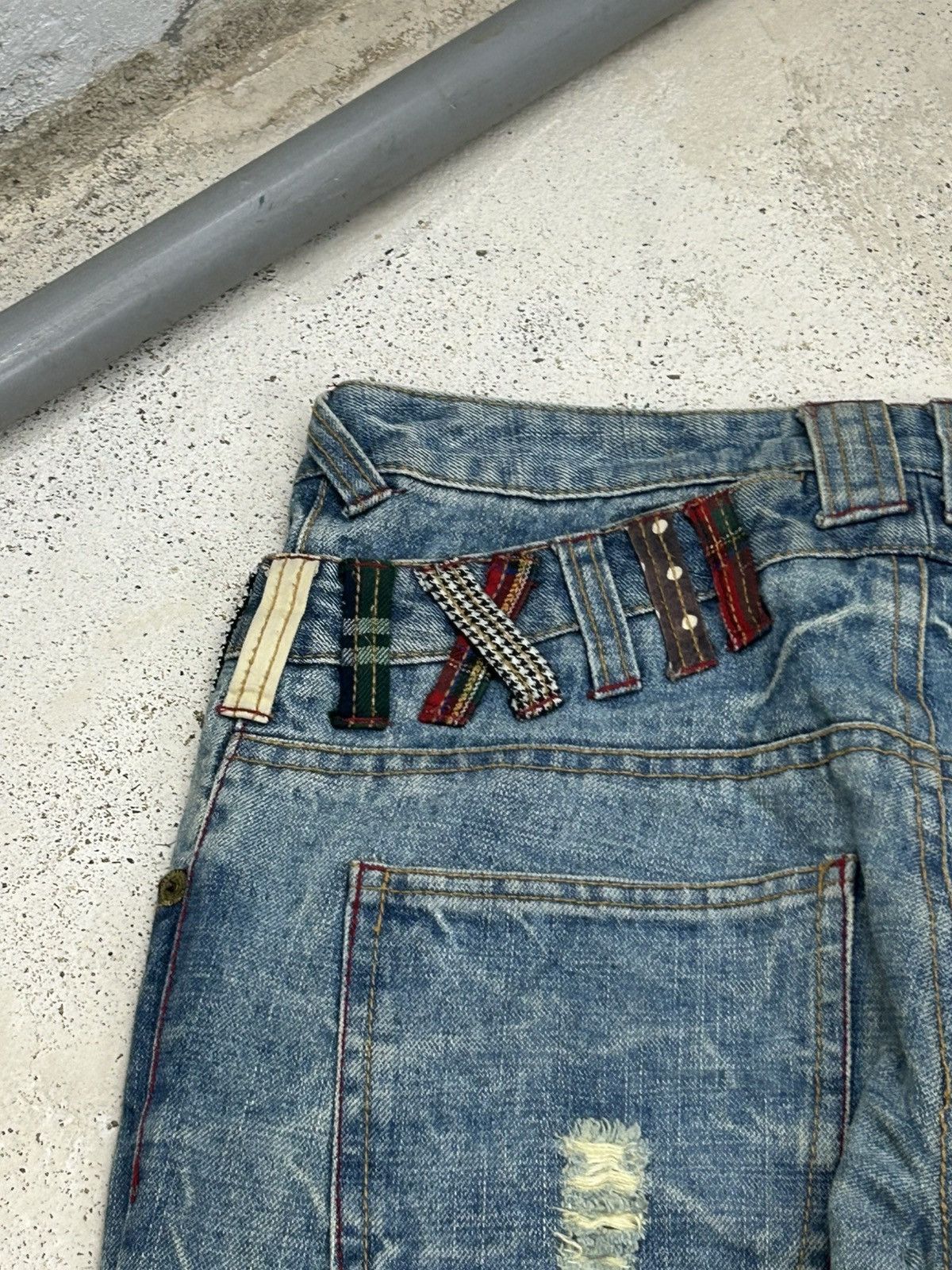 Hysteric Glamour Wave List Double Japan Waist Clawn Marks Cracked Washed Size US 31 - 17 Thumbnail