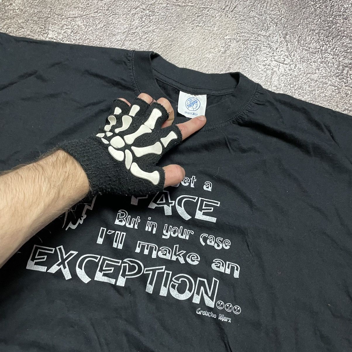 Vintage Vintage 90s Graphic Tee Sarcasm Slogan Thrashed Black Grunge Size US L / EU 52-54 / 3 - 5 Thumbnail