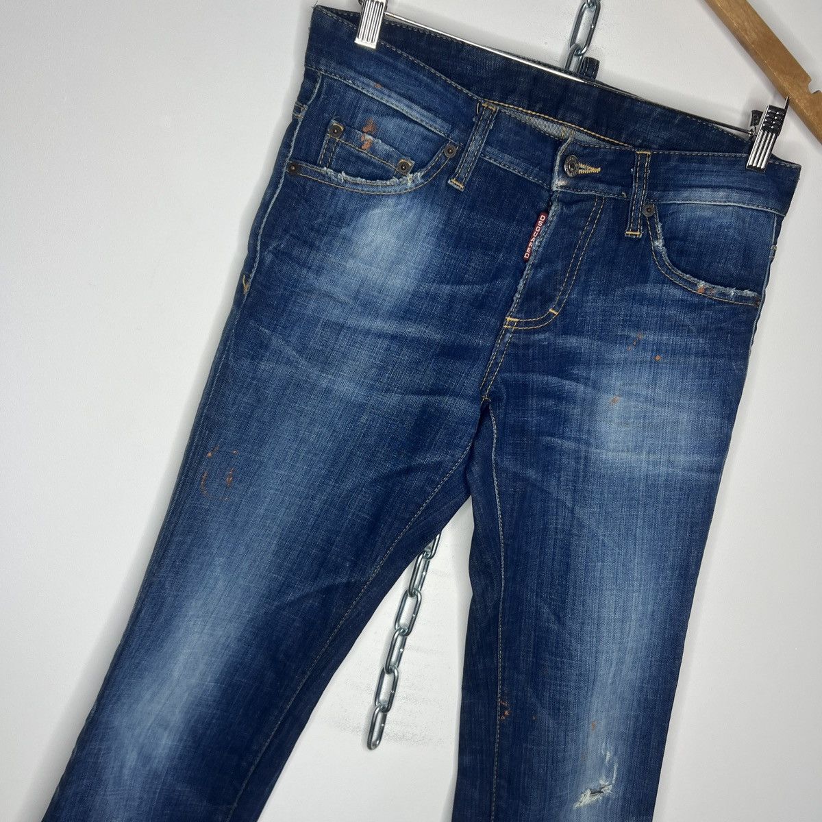 Dsquared2 × Japanese Brand × Vintage Dsquared2 Slim Jean Jeans - Dark Blue Washed Distressed Size US 30 / EU 46 - 4 Thumbnail
