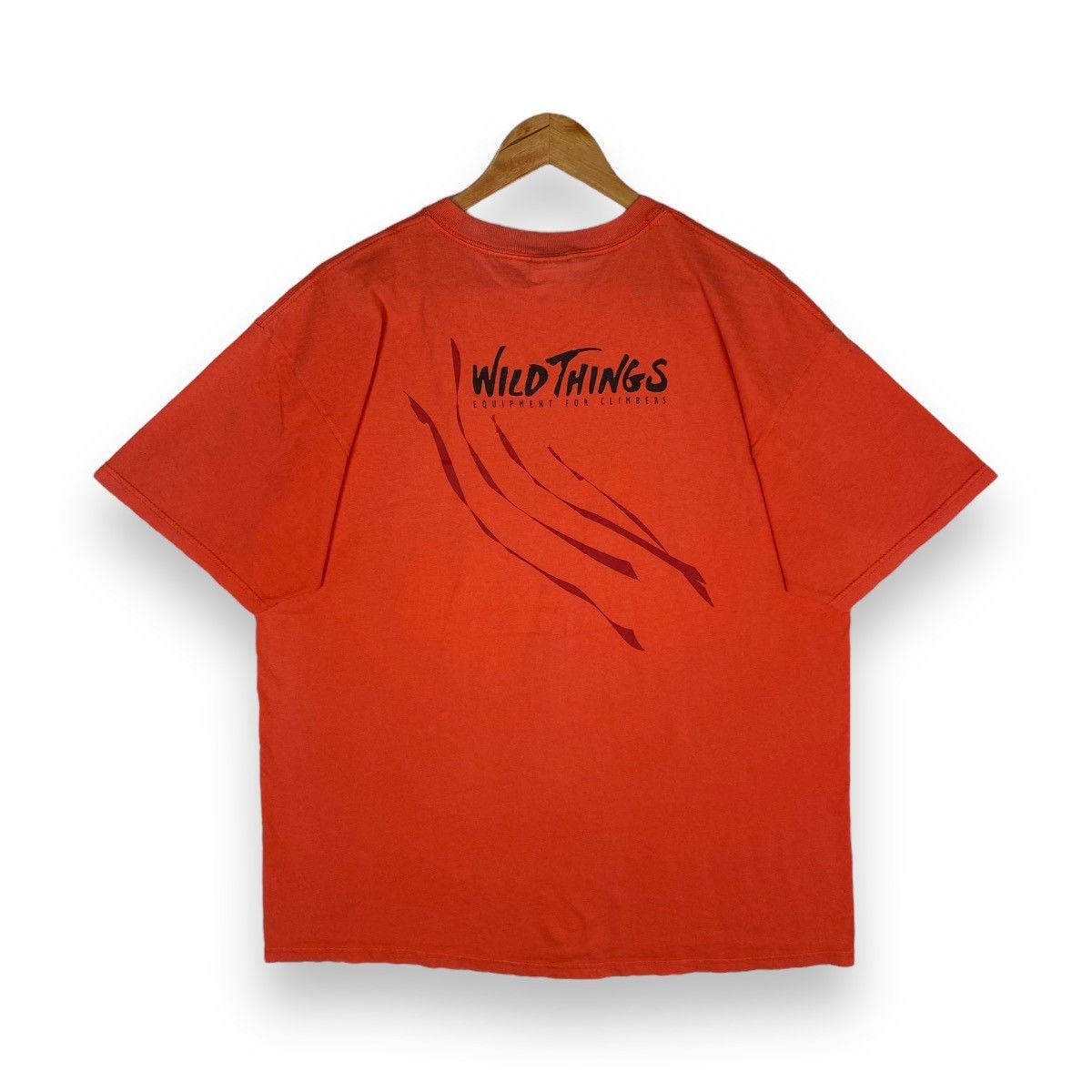 image of Vintage 90's Wild Things Equipment For Climbers Tee in Orange, Men's (Size XL)