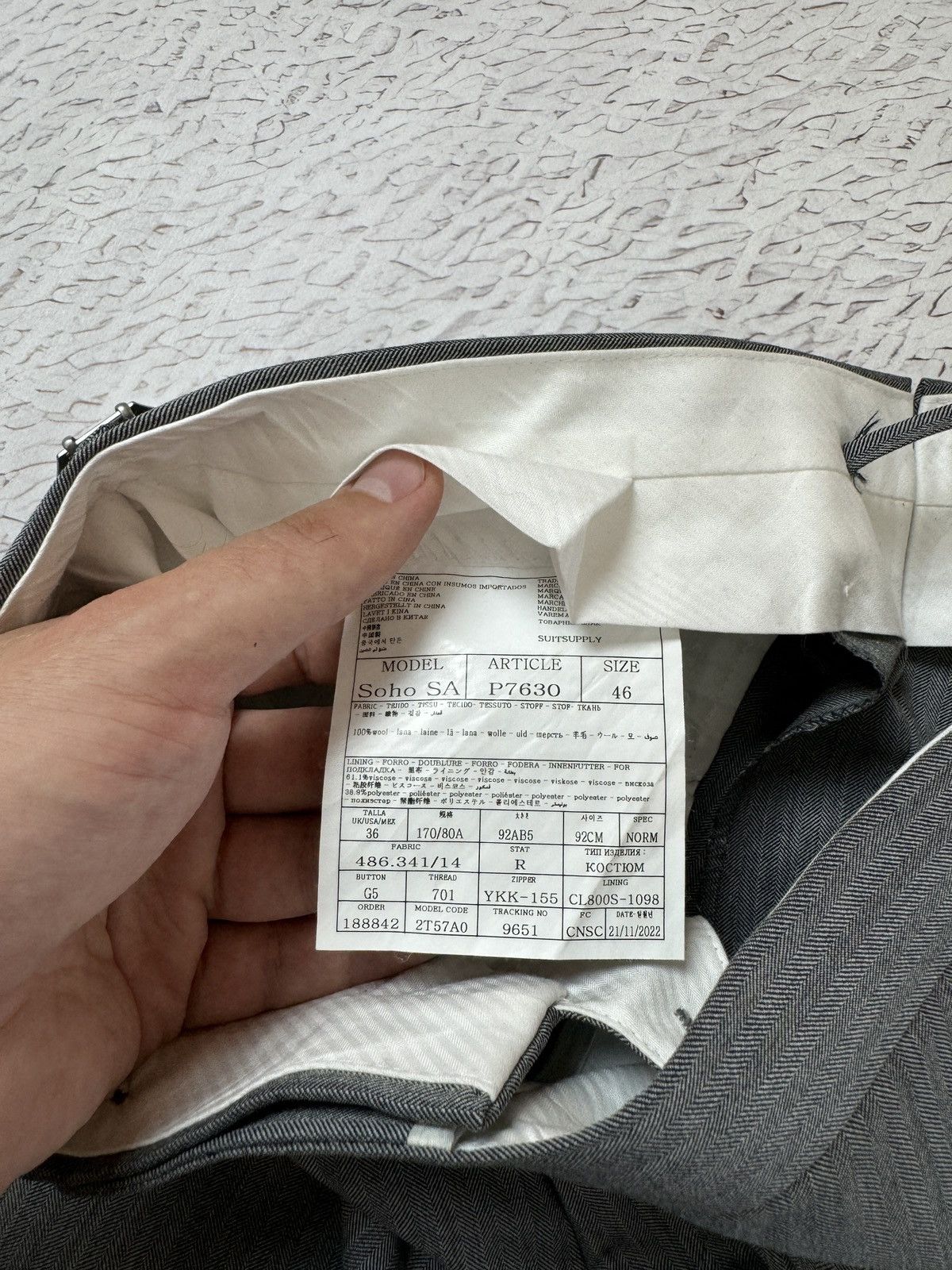 Suitsupply Suitsupply SOHO SA grey herringbone wool pants size 36/W30 Size 36R - 10 Thumbnail
