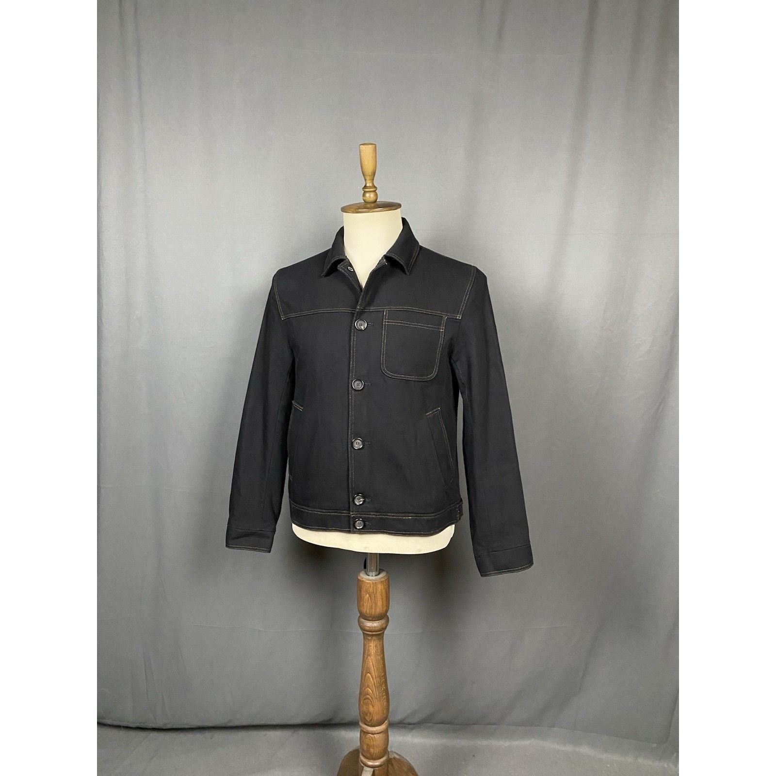 Oliver Spencer MINT! Oliver Spencer Men's Black Denim Collared Bomber Jacke Size US M / EU 48-50 / 2 - 4 Thumbnail