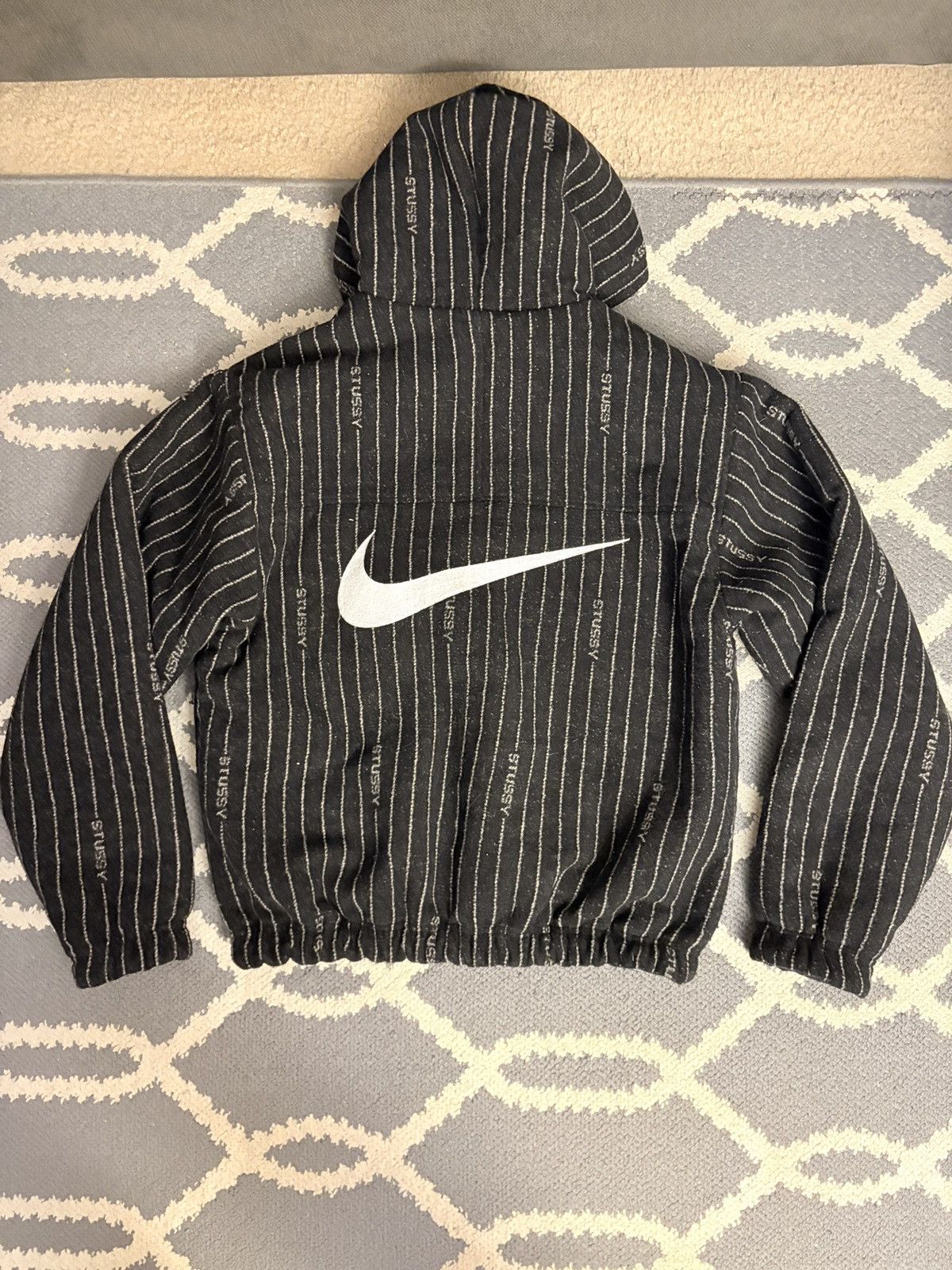 Nike x Stussy Striped Wool Jacket Black SIZE M