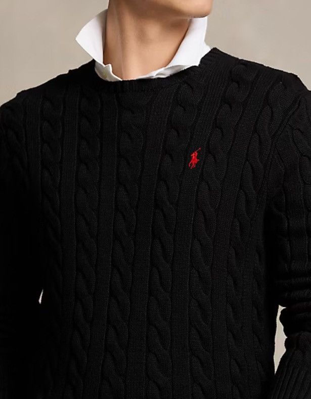 Polo Ralph Lauren Polo Ralph Lauren Cotton Black Cable-Knit Jumper Size: XXL Size US XXL / EU 58 / 5 - 4 Thumbnail