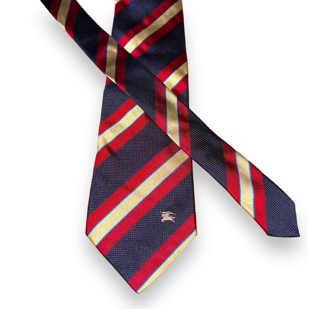 Burberry Burberry London Navy & Red Rep Stripe Handmade Silk Tie Size ONE SIZE - 1 Thumbnail