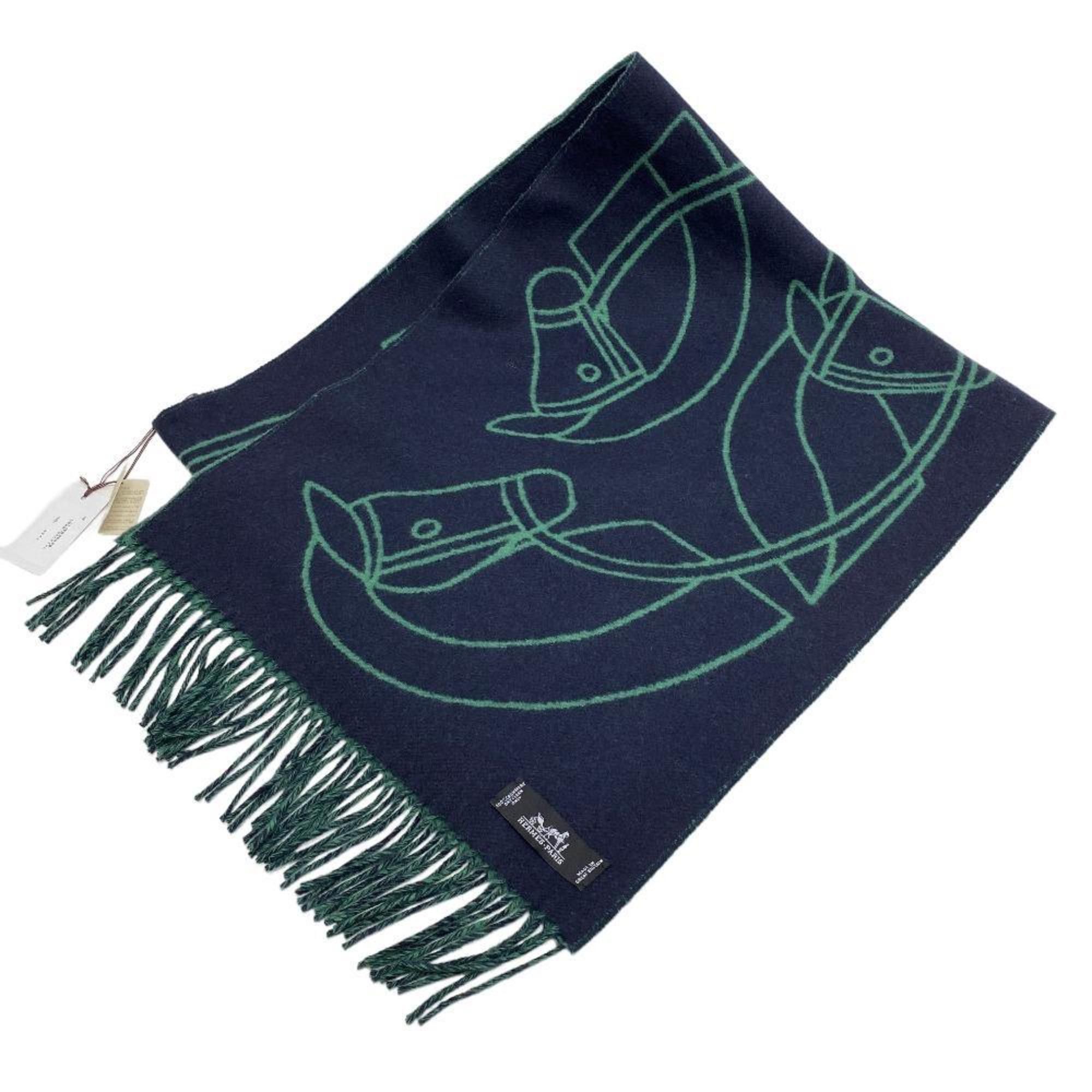 image of Hermes Entrelac Esquetre Muffler Navy Men's Women's in Blue