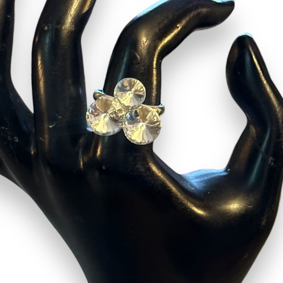 Vintage Vintage LBVYR silver tone rhinestone ring Size ONE SIZE - 2 Thumbnail
