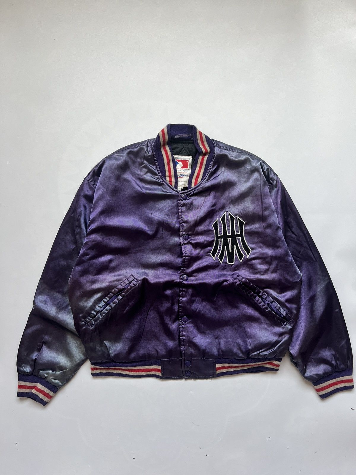 MLB Vtg Sun Faded Satin Baseball Varsity Snap Button By Machope Size US M / EU 48-50 / 2 - 2 Thumbnail