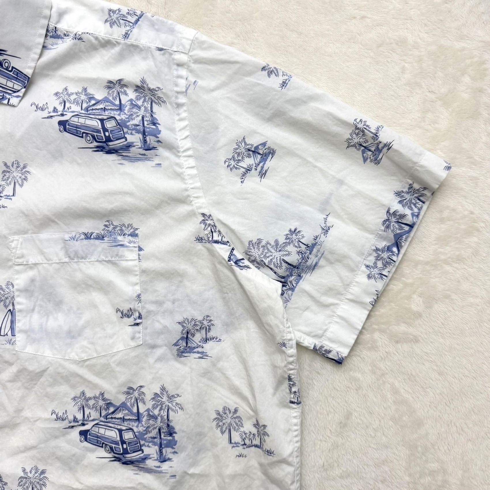 Brooks Brothers VINTAGE Brooks Brothers Shirt Mens XL White Blue Hawaiian Beach Print Button Front Size US XL / EU 56 / 4 - 3 Thumbnail