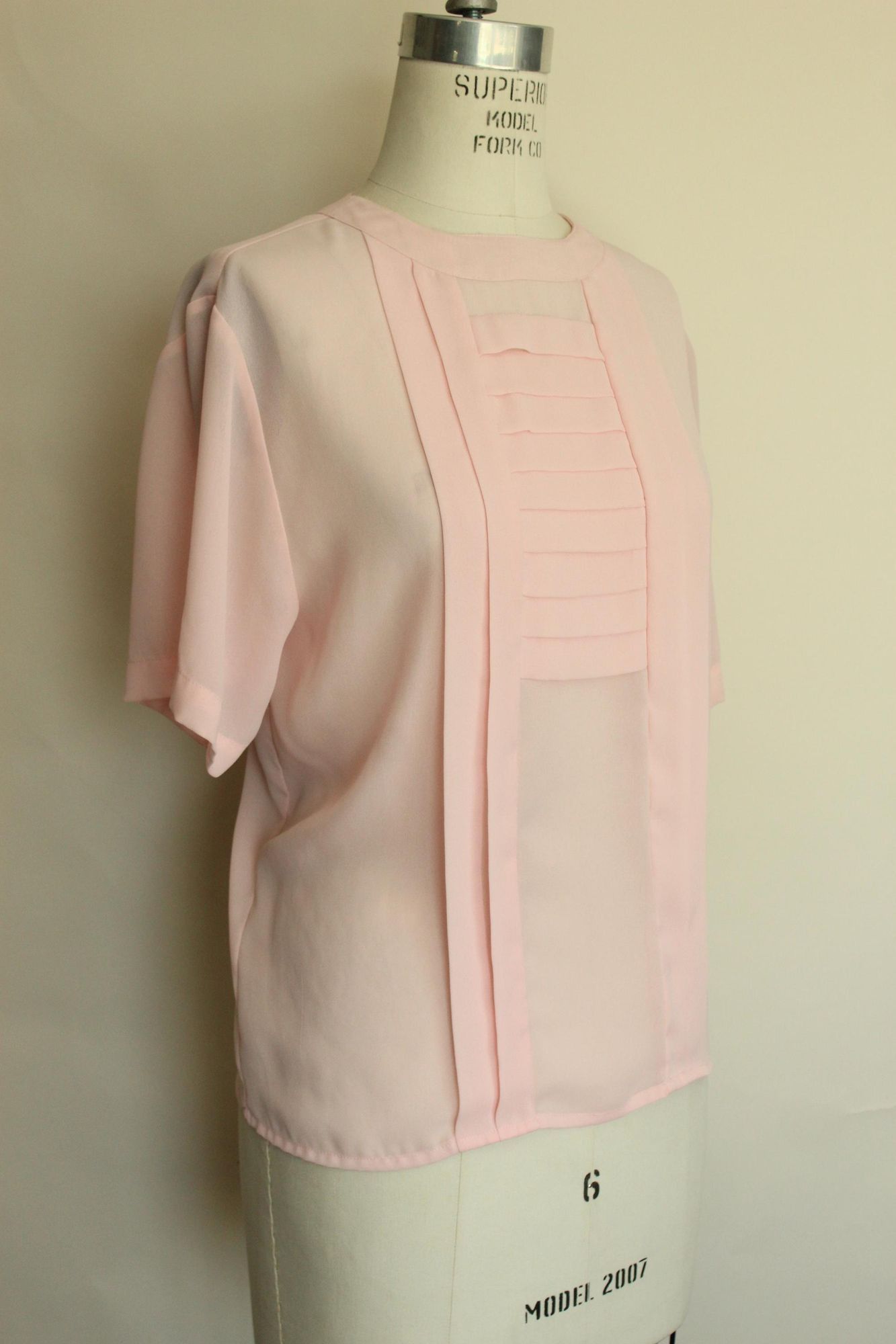 Vintage Vintage 1980s 1990s Blouse, Laura & Jayne Pink Pleated Shirt Size S / US 4 / IT 40 - 5 Thumbnail
