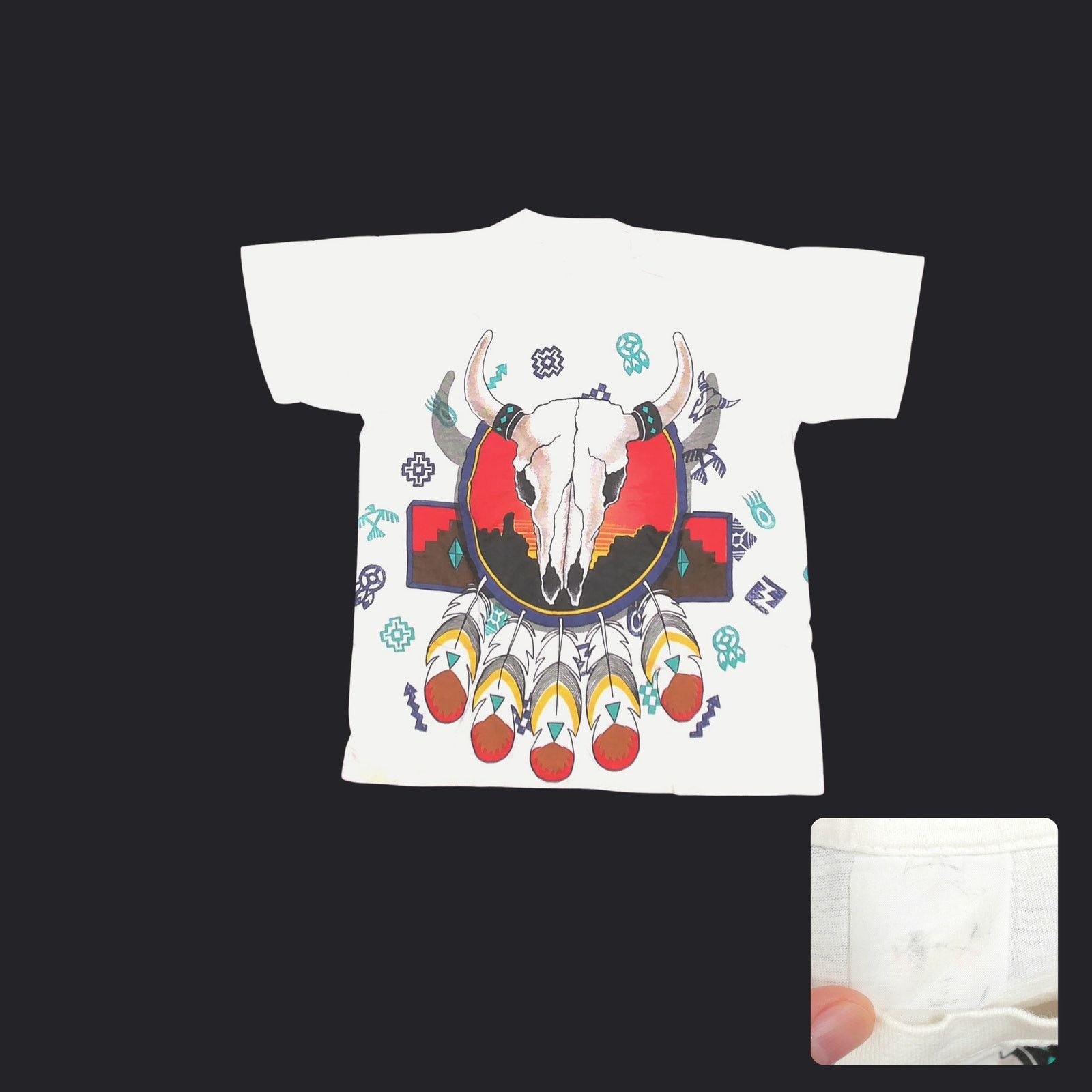 90s Single Stitch Sitting Bull Skull Tee M