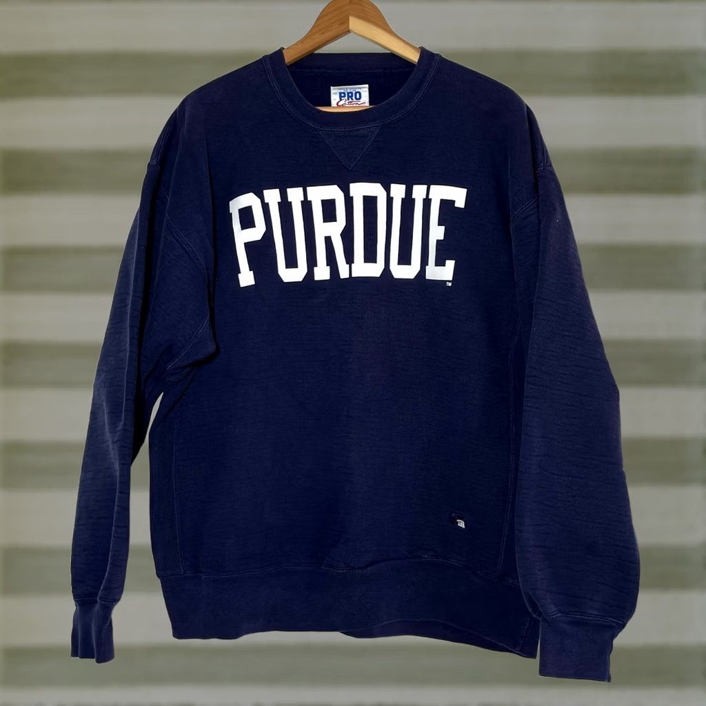 Russell Athletic VINTAGE Russell Athletic Purdue Crewneck Sweatshirt Men XL Navy Blue 90s USA Logo Pullover Size US XL / EU 56 / 4 - 1 Thumbnail