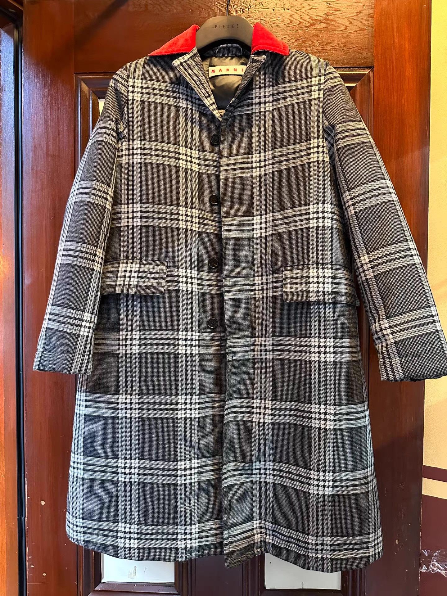 Marni MARNI 19FW Women's Grey Check Down Coat Ｑ25 Size S / US 4 / IT 40 - 1 Thumbnail