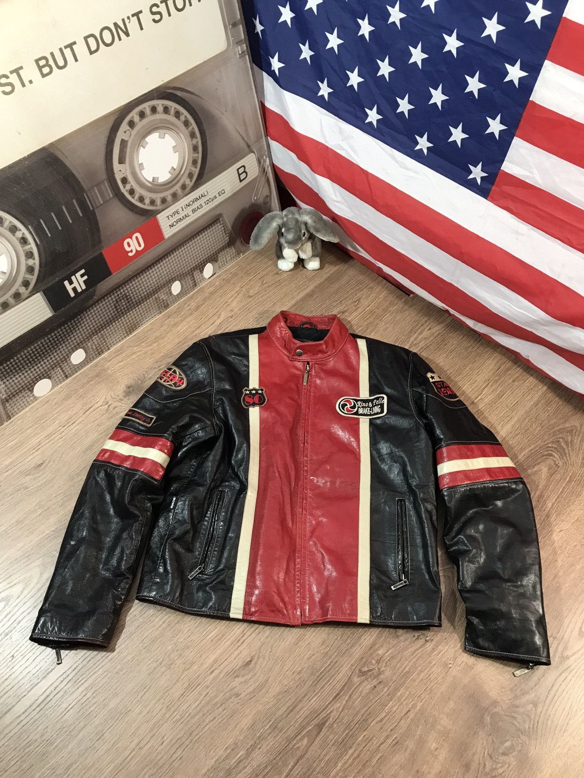 Vintage Leather Racing Moto Jacket