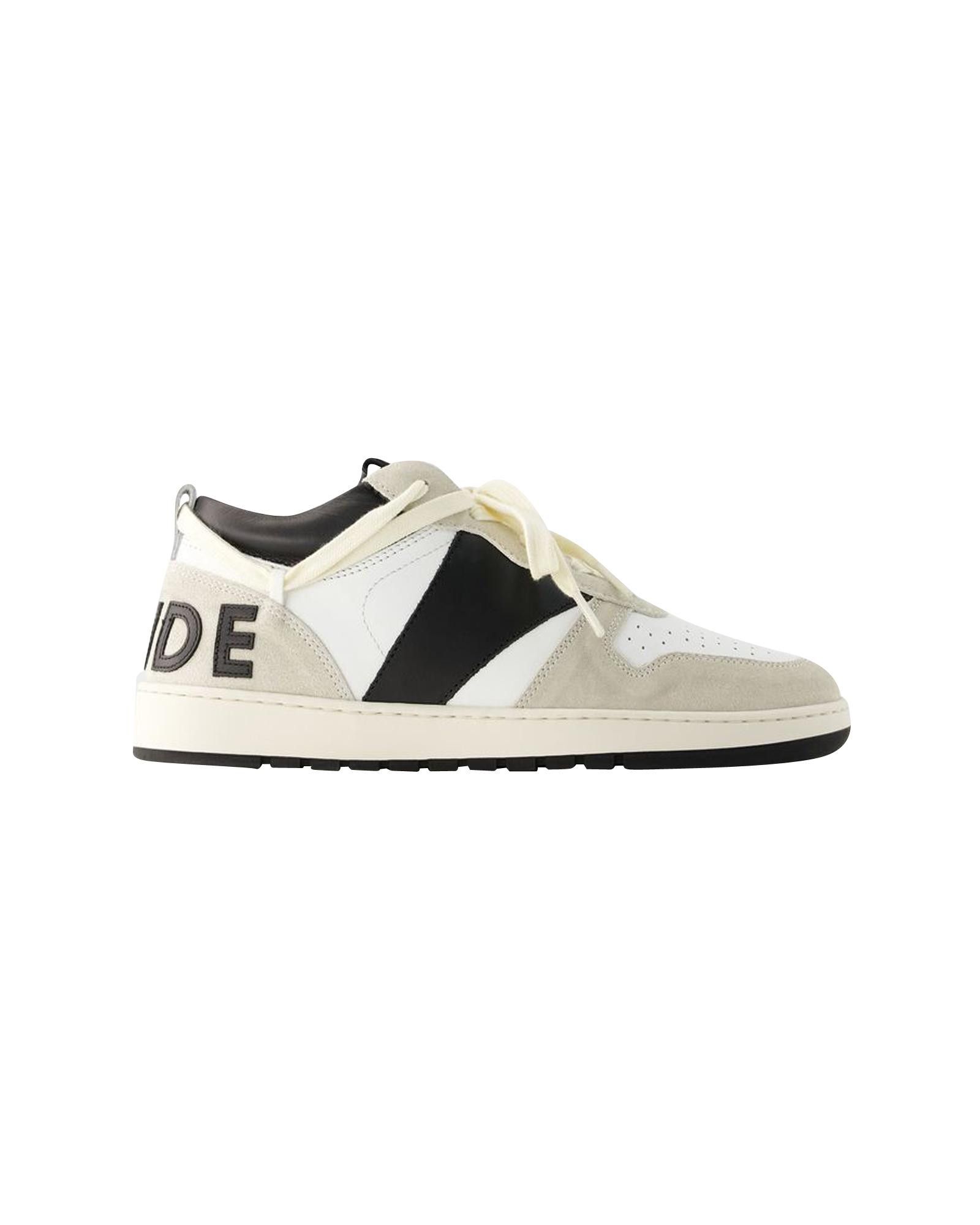 image of Rhude Low Leather Sneakers With Rubber Sole in White, Men's (Size 9)