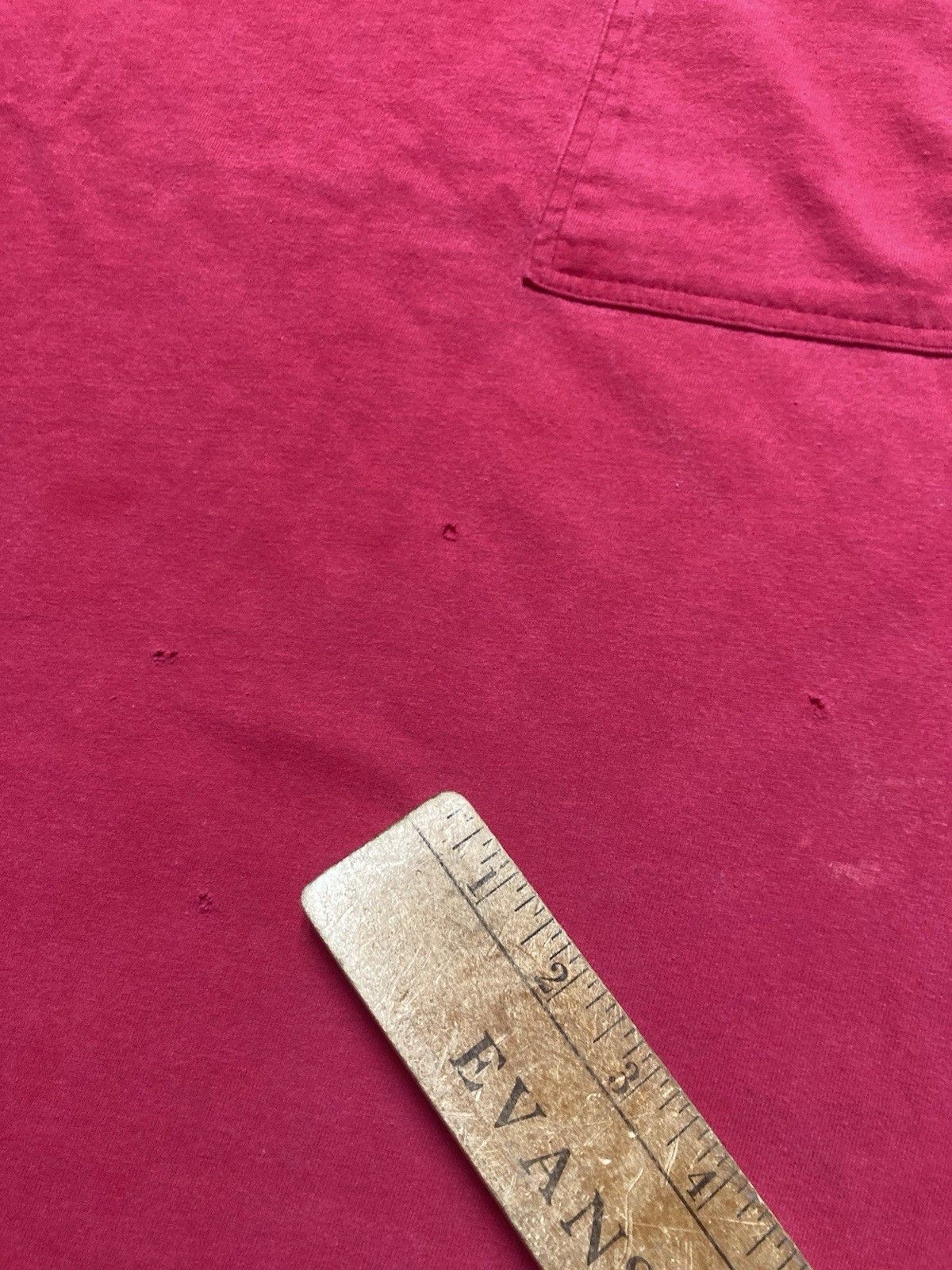Vintage 90s pocket t shirt blank crimson cotton distressed boxy XL Size US XL / EU 56 / 4 - 3 Thumbnail