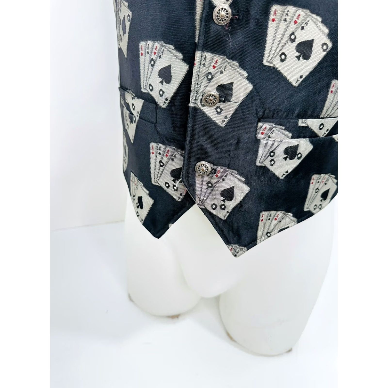 Vintage WAH MAKER - PLAYING CARDS / POKER / GAMBLING Metal Button Western S Vest Shirt Mens Black / Gray S Size US S / EU 44-46 / 1 - 3 Thumbnail