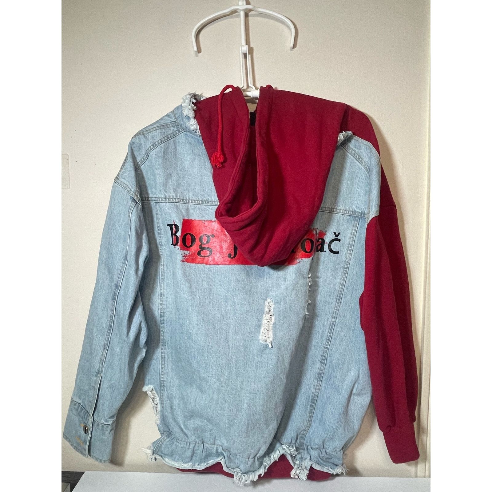 Other DCFJ Jacket Hooded Fleece/Denim Jean Jacket Mens - Size M Size M / US 6-8 / IT 42-44 - 2 Thumbnail