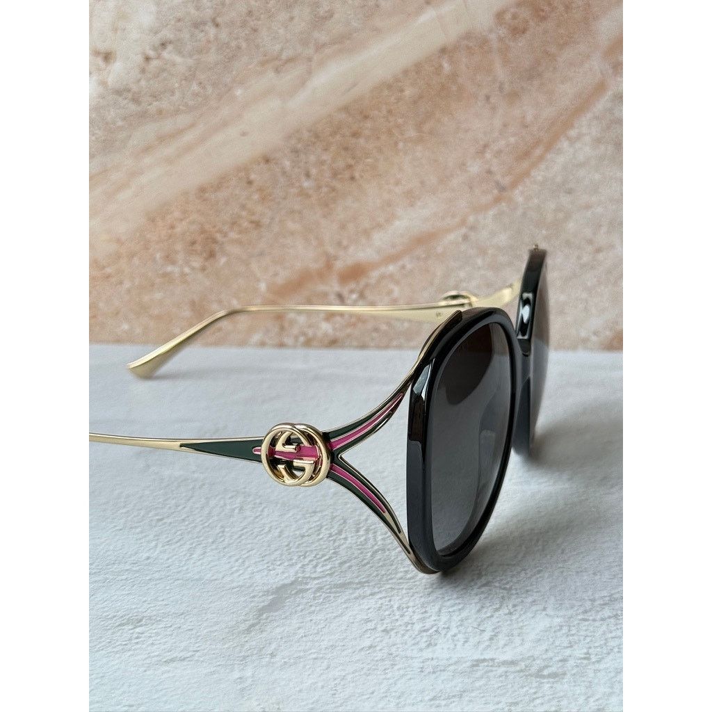 Gucci NEW Gucci GG0226SK Black Oval Oversized Sunglasses Size ONE SIZE - 6 Thumbnail
