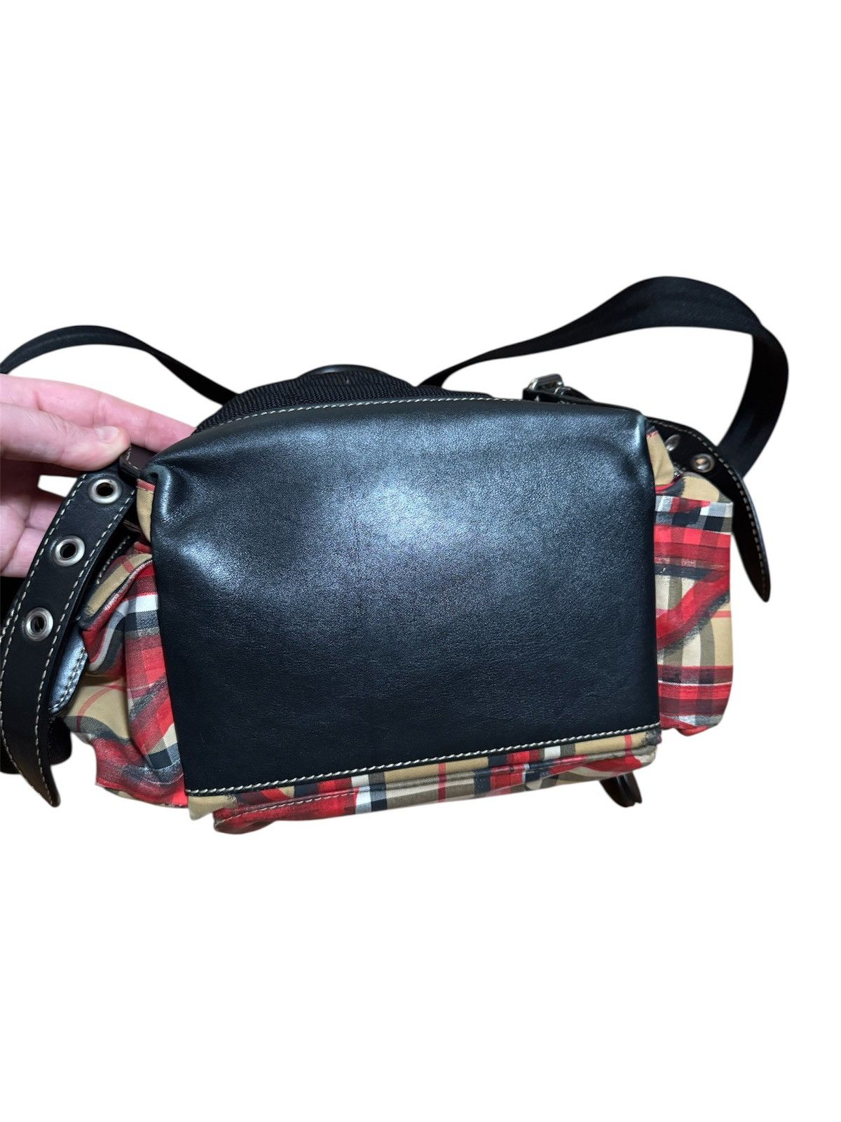 Burberry 🔥Rare Burberry Graffiti Nova Check Leather Canvas Backpack Size ONE SIZE - 5 Thumbnail