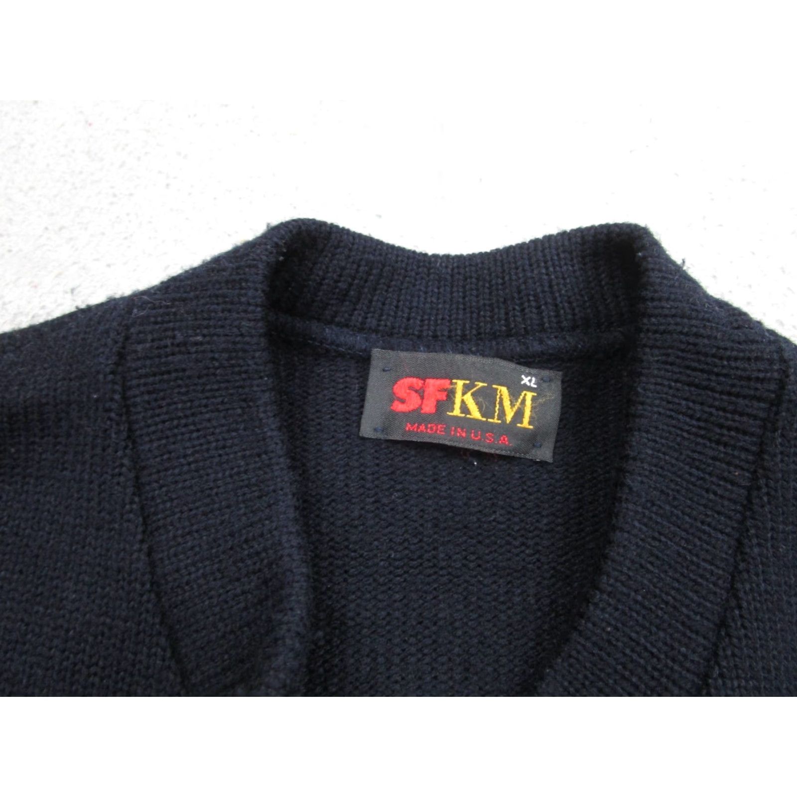 Vintage VINTAGE SFKM Cardigan Sweater Mens XL Blue Acrylic 80s Zip Knit Rockabilly USA Size US XL / EU 56 / 4 - 4 Thumbnail