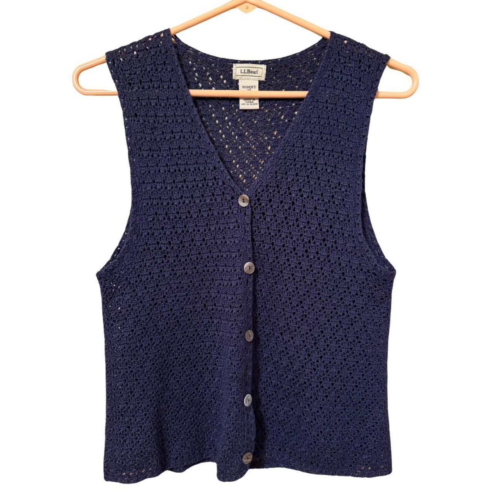 L.L. Bean Vintage 90s LL Bean Silk and Wool Crochet Vest Size XS / US 0-2 / IT 36-38 - 1 Thumbnail
