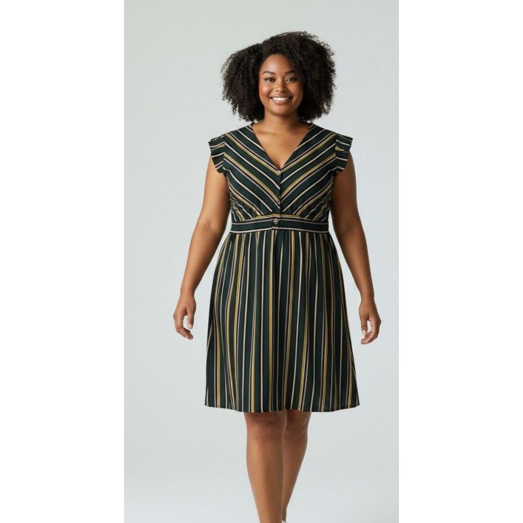 monteau dress green Other Plus Size Ruffle-Sleeve Dress, Hunter -multi, Womens dress
