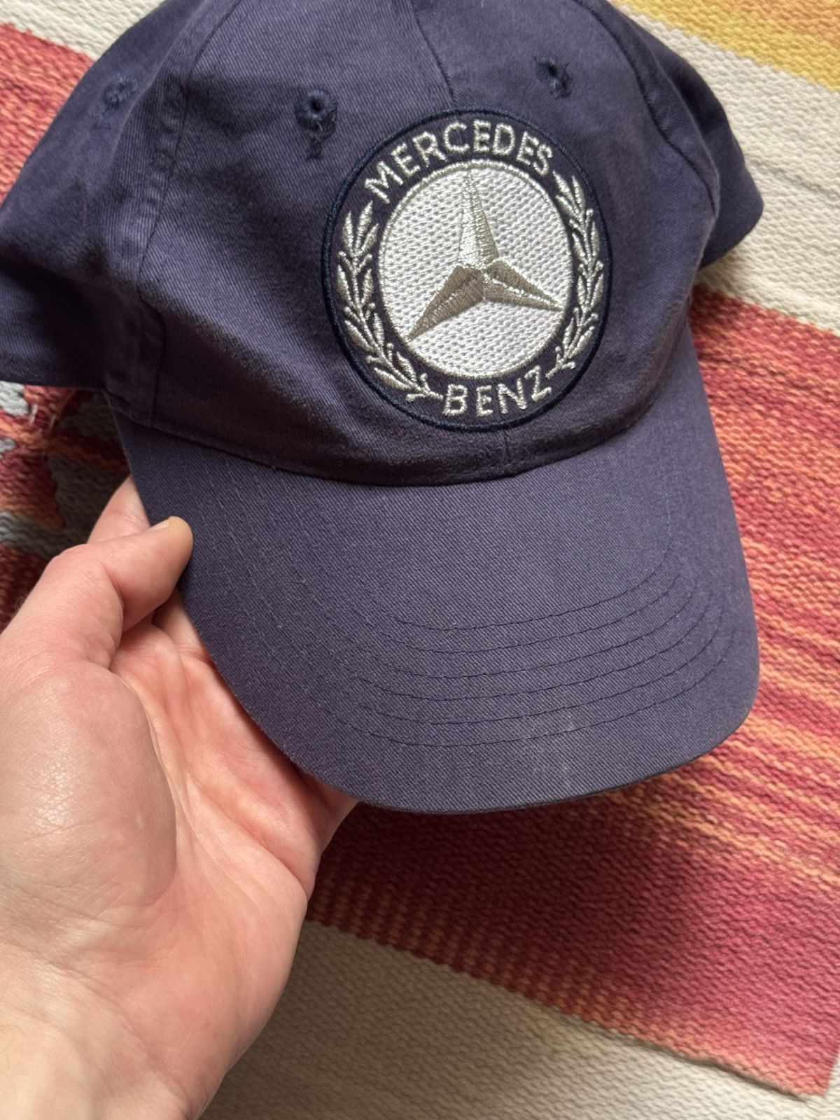 Mercedes-Benz Vintage 90’s Mercedes Benz Sunfaded y2k Racing Navy Hat Size ONE SIZE - 2 Thumbnail