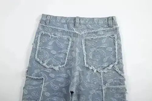 Japanese Brand VIBE Y2k Double Knee Paisley Denim Jeans Size US 34 / EU 50 - 6 Thumbnail