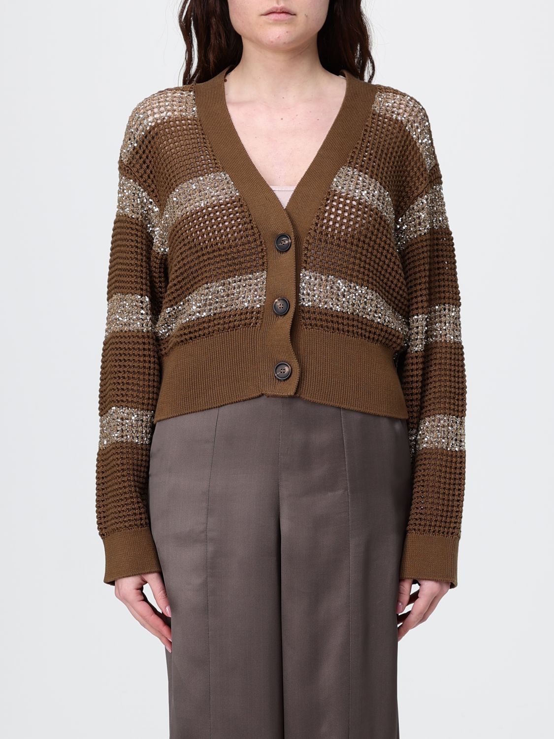 Brunello Cucinelli Brunello Cucinelli Sweater Woman Brown Size L / US 10 / IT 46 - 1 Thumbnail