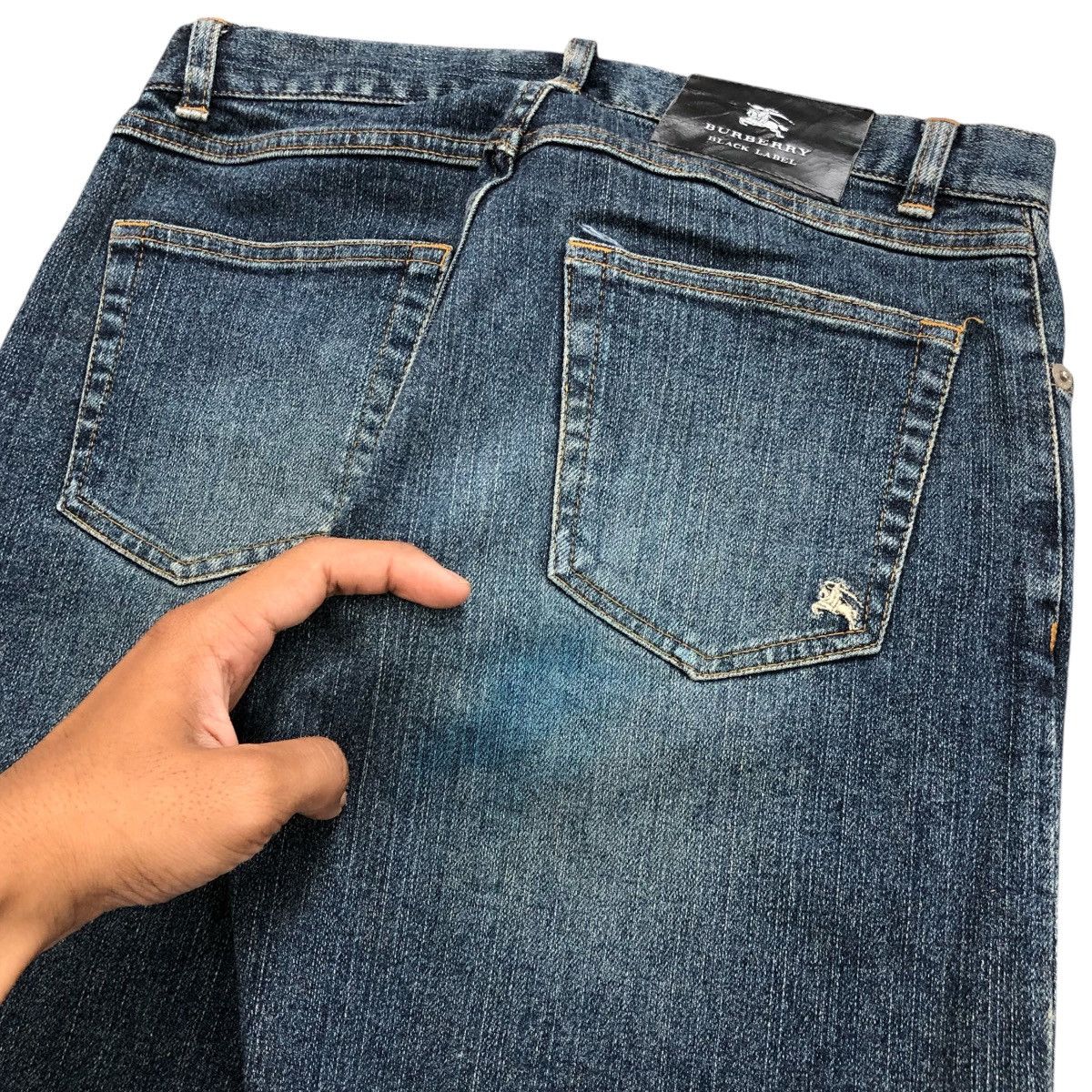 Black Label × Burberry × Designer Vintage Burberry Black Label Black Wased Faded Denim Size US 27 - 14 Thumbnail