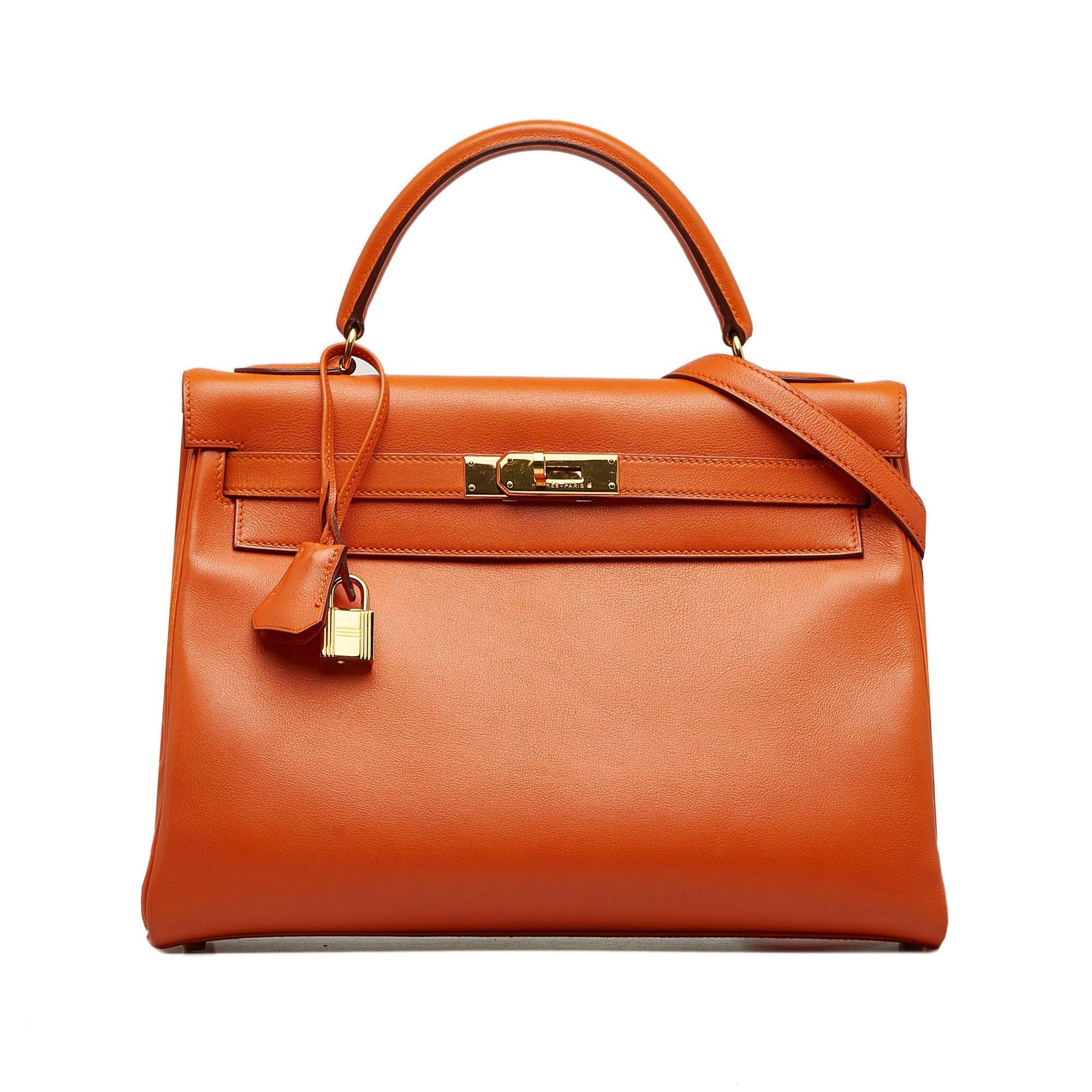 image of Hermes Hermes Handbags Kelly 32 in Orange, Women's