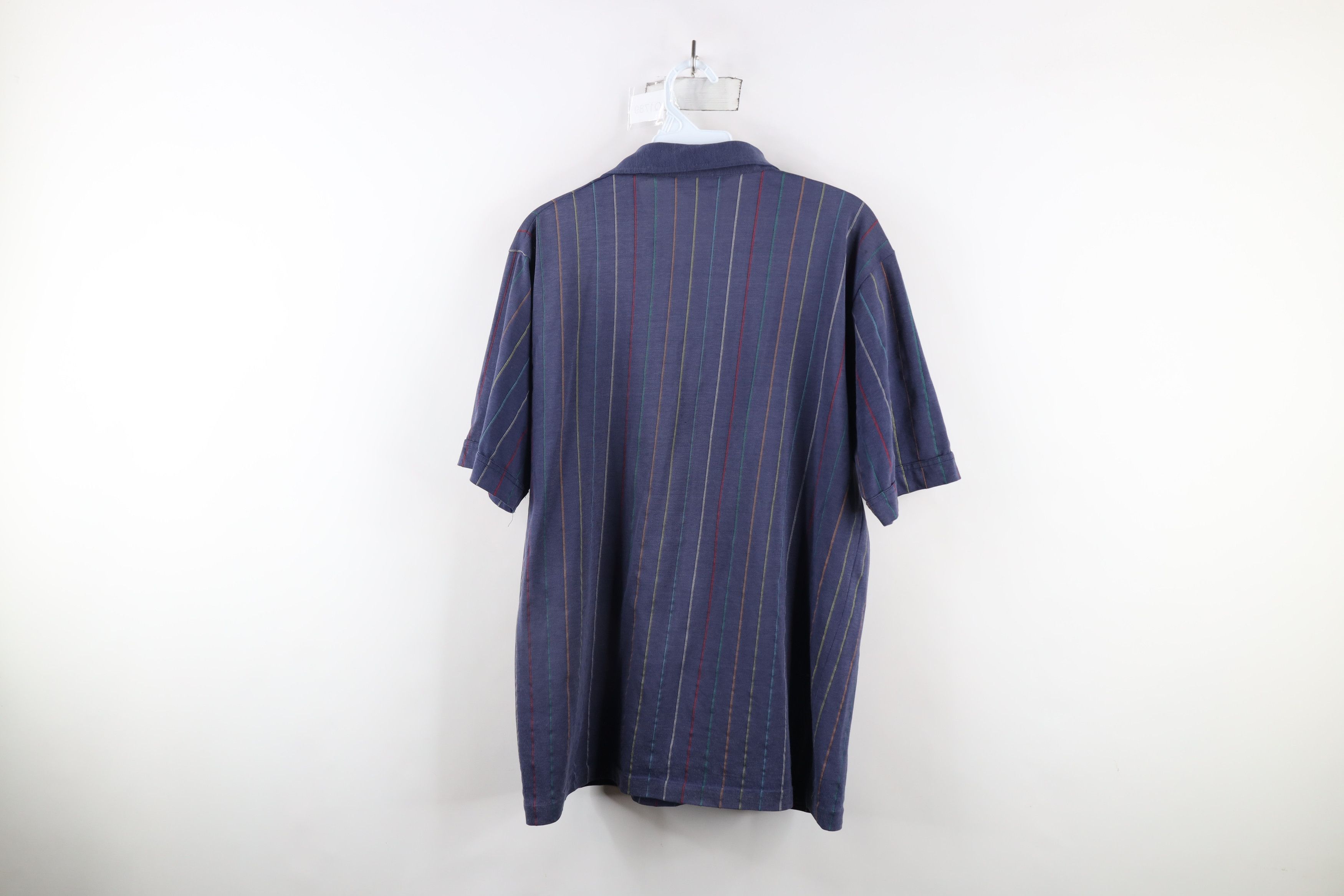 Vintage Vintage 70s Streetwear Striped Knit Collared Polo Shirt Size US L / EU 52-54 / 3 - 9 Thumbnail